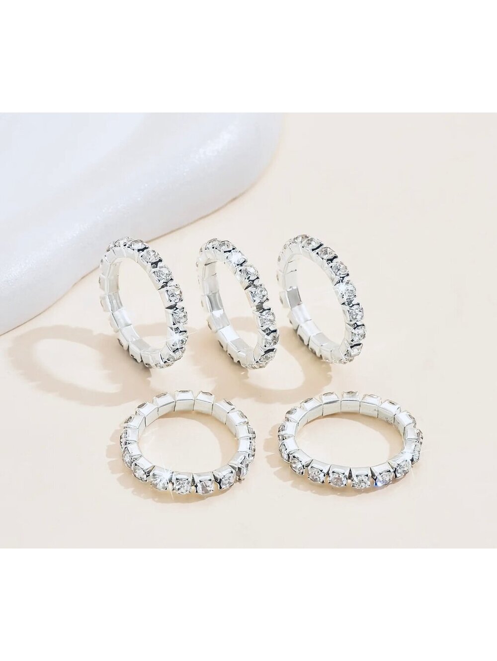 New - 2Pcs Set -Retro Style -"Bling" Adjustable Rhinestone Finger Rings - Picture 4 of 5
